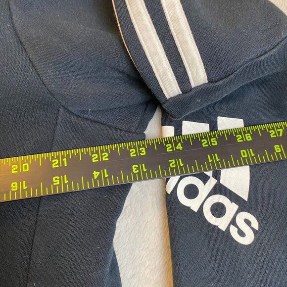 Adidas Men's Hoodie Large Full-Zip Black With White Stripes & Logo Design Cotton - Picture 4 of 8